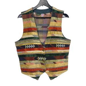 Vintage 90s Multicolor Southwestern Button Up Vest Large